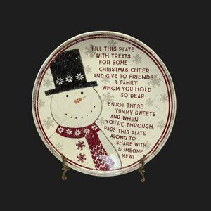 Snowman Christmas giving Plate Holiday party platter Primitives by Kathy cookies